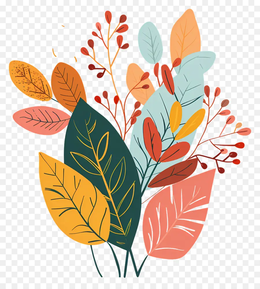 Autumn Leaves，Cores Brilhantes PNG