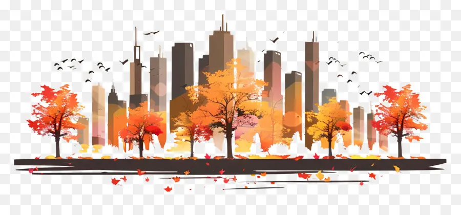 Cidade Do Outono，Autumn Cityscape PNG