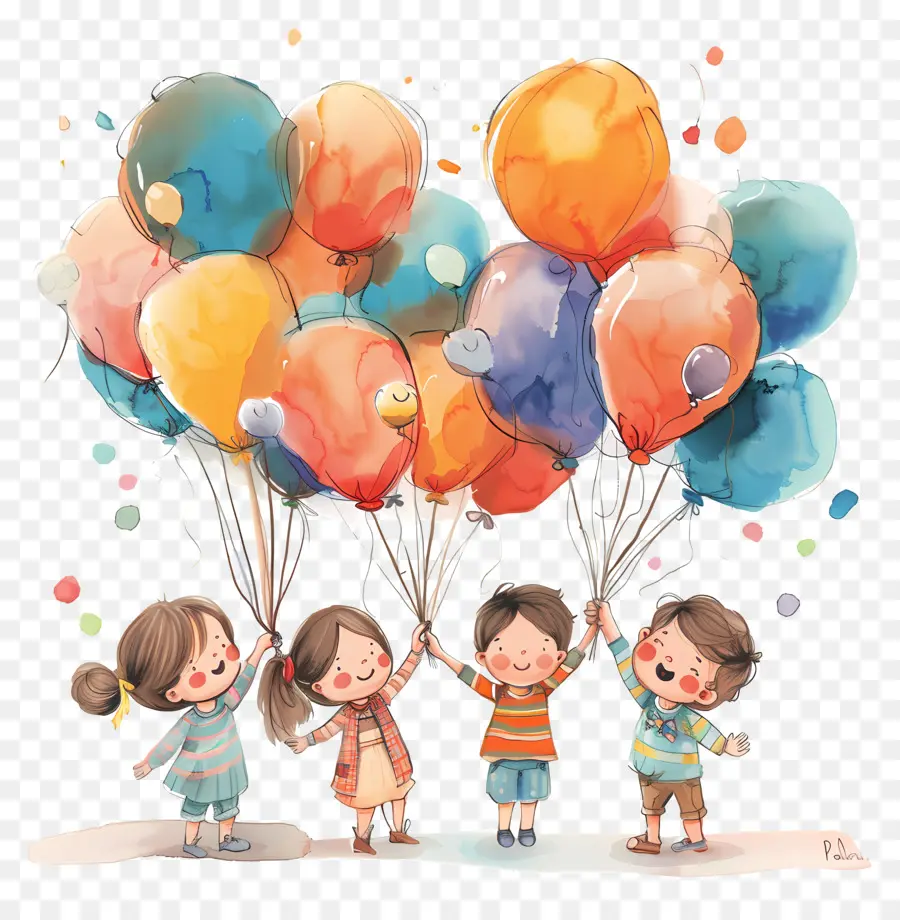 Childrens Day，Pintura Em Aquarela PNG