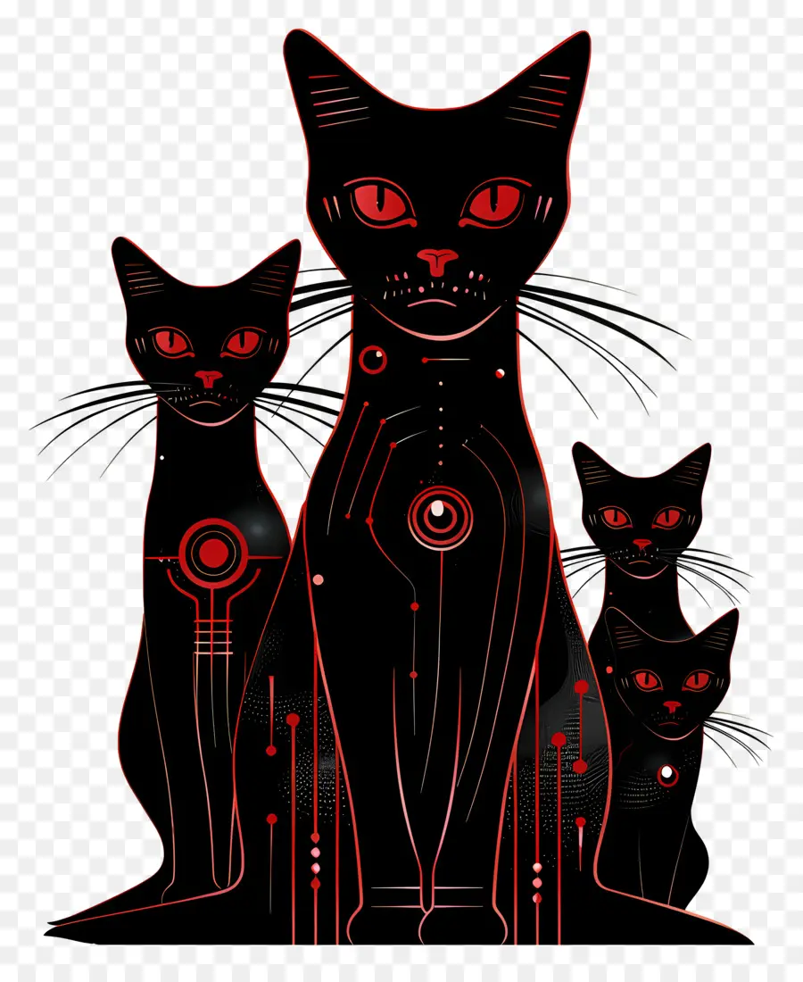 Os Gatos Pretos，Olhos Vermelhos PNG