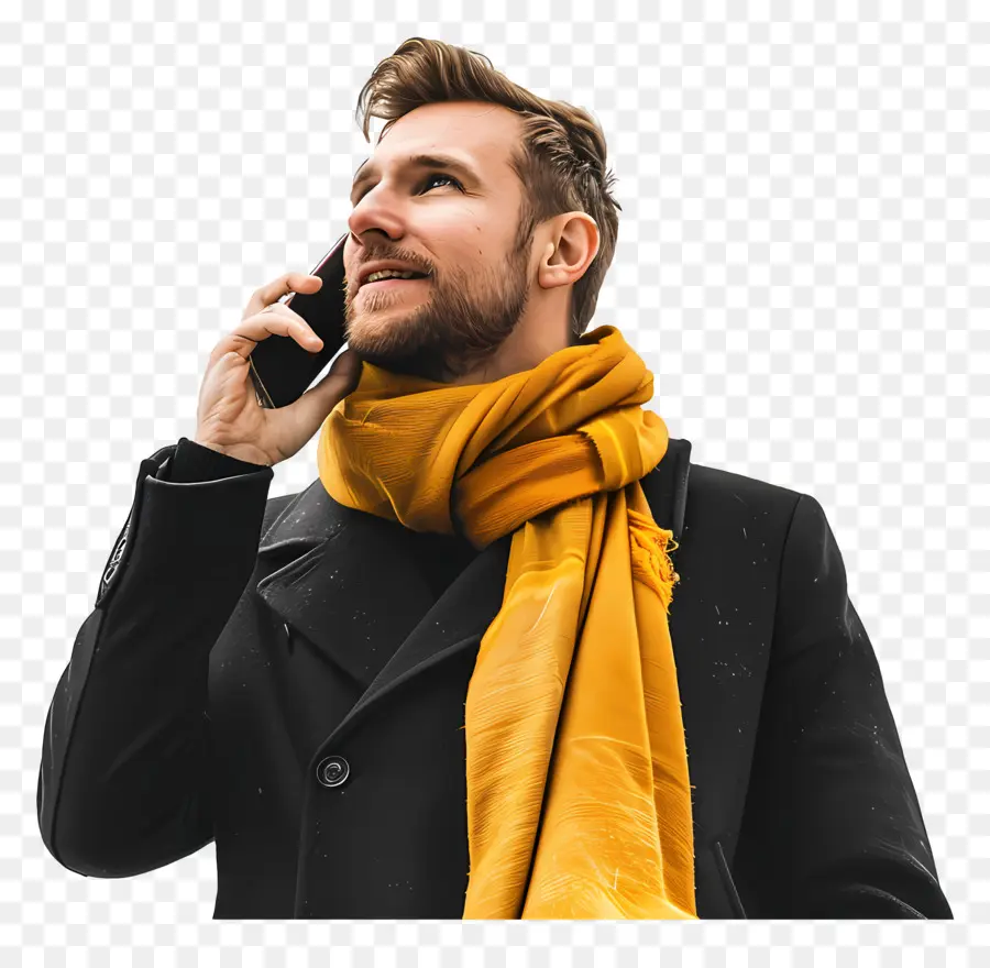 Homem Falando Ao Telefone，Homem Com Lenço PNG