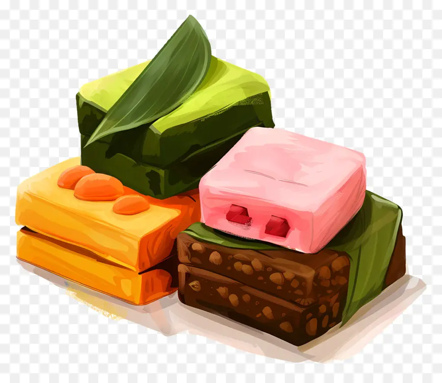 Kuih Malaio，Doces Coloridos PNG