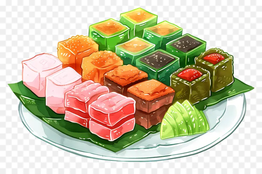 Kuih Malaio，Doces Coloridos PNG