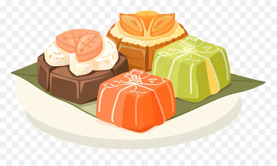 Kuih Malaio，Doces Coloridos PNG