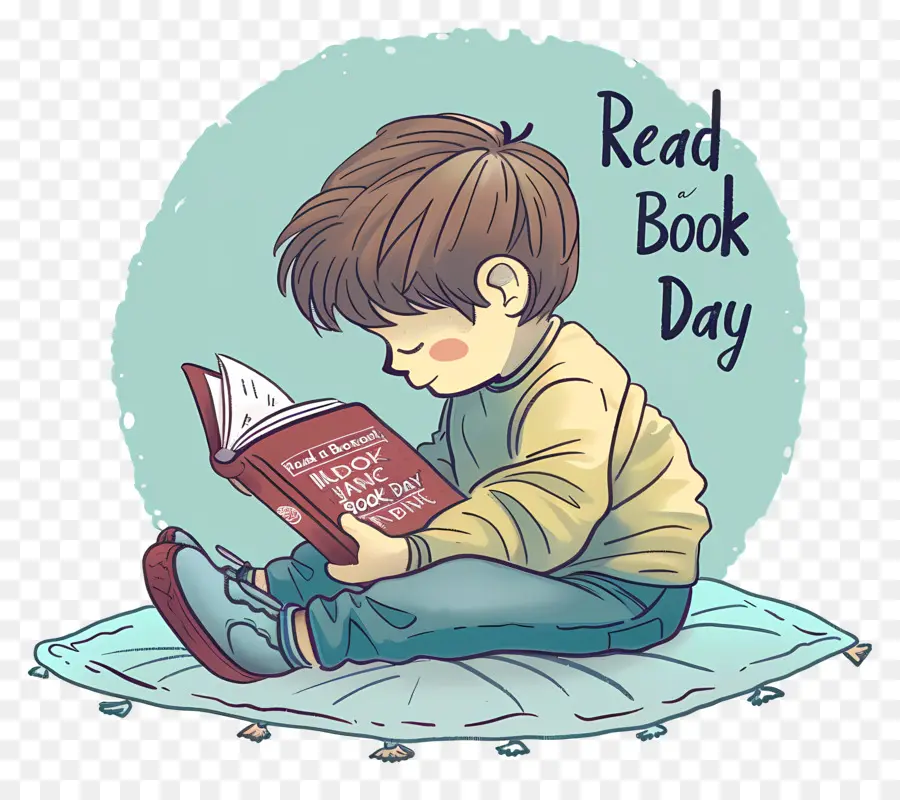 Leia Um Dia De Livro，Criança Lendo Livro PNG