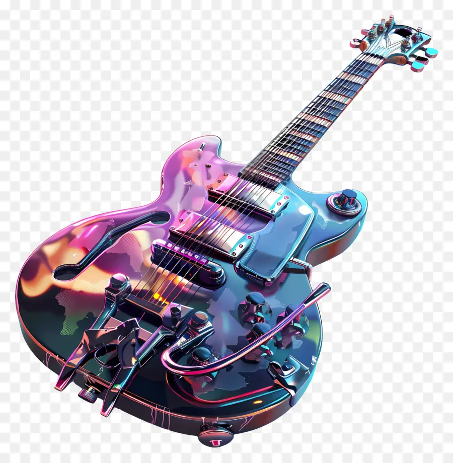 Rock'n'roll，Guitarra Elétrica Colorida PNG