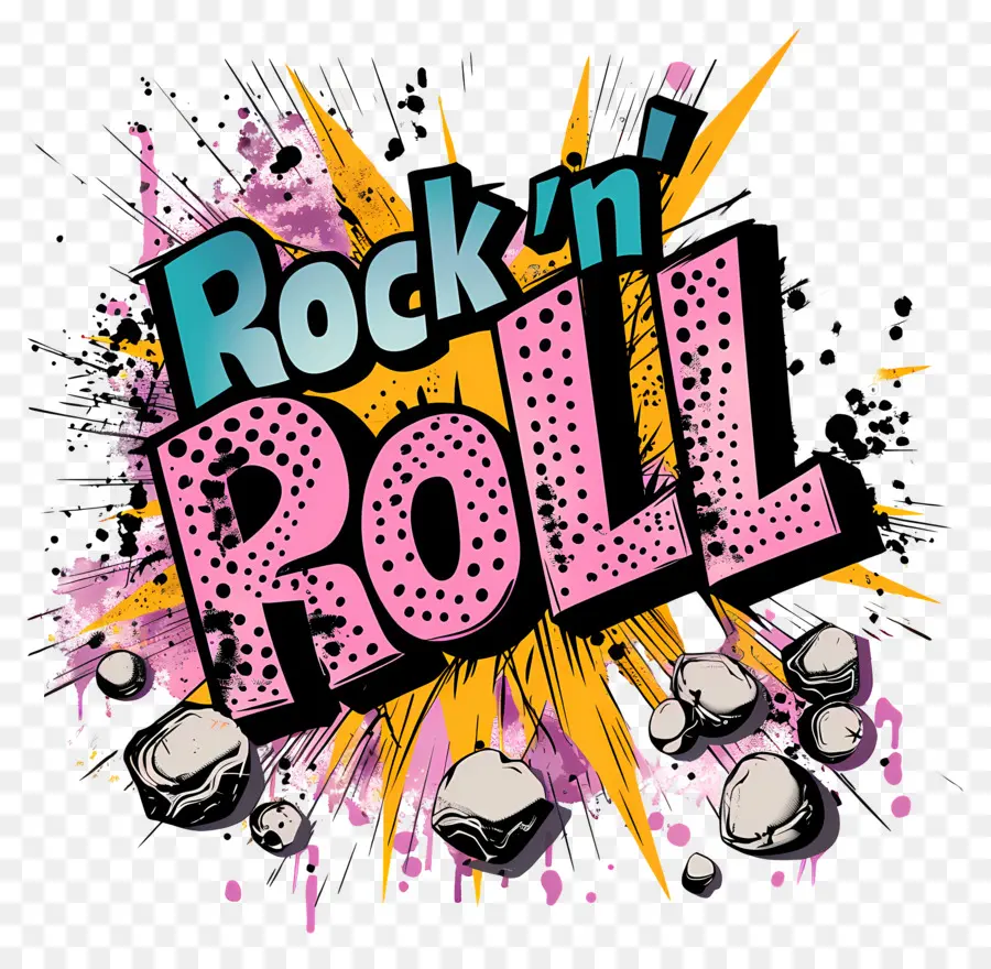 Rock N Roll，Cores Neon PNG
