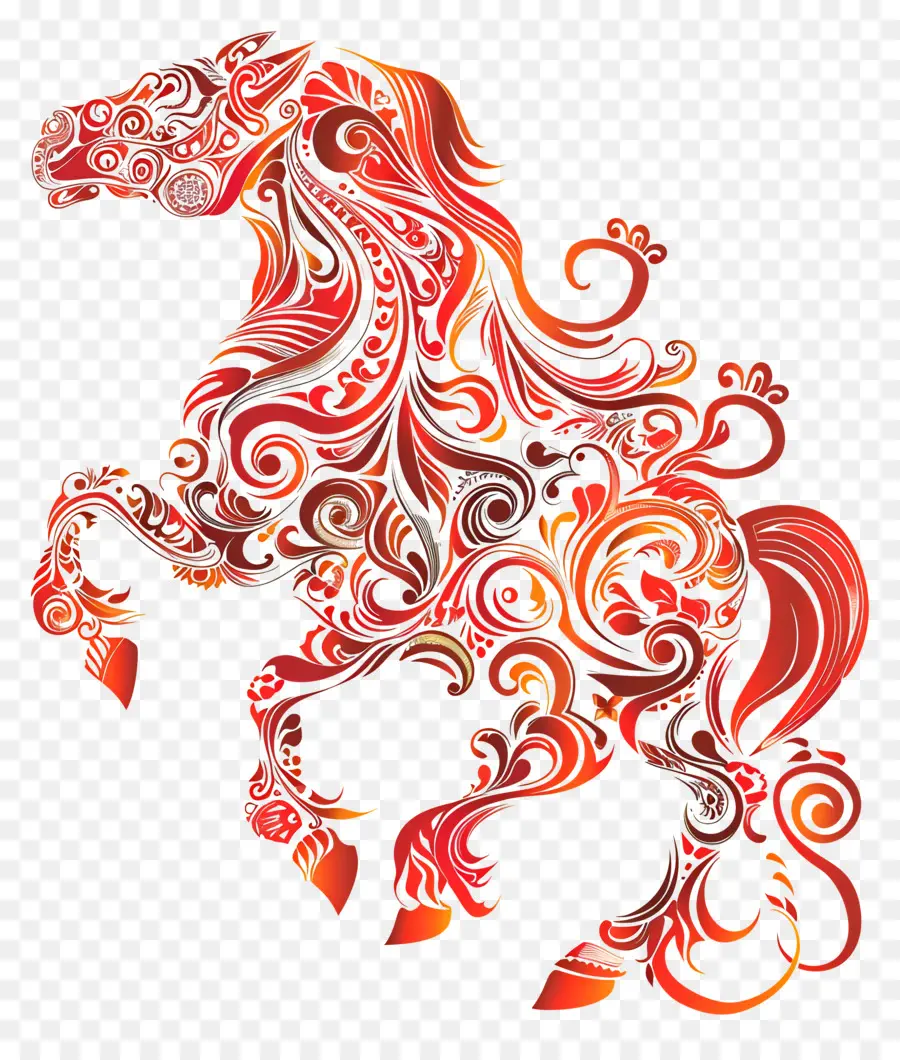 Zodíacos Chineses，Cavalo Colorido PNG