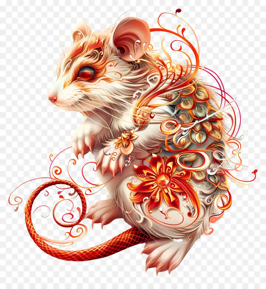 Zodíacos Chineses，Branco Mouse PNG