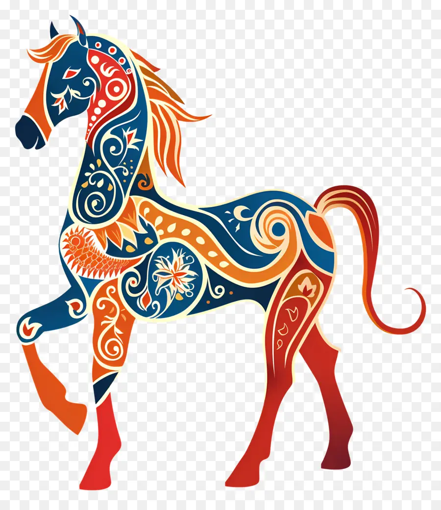 Zodíacos Chineses，Cavalo Ornamentado PNG