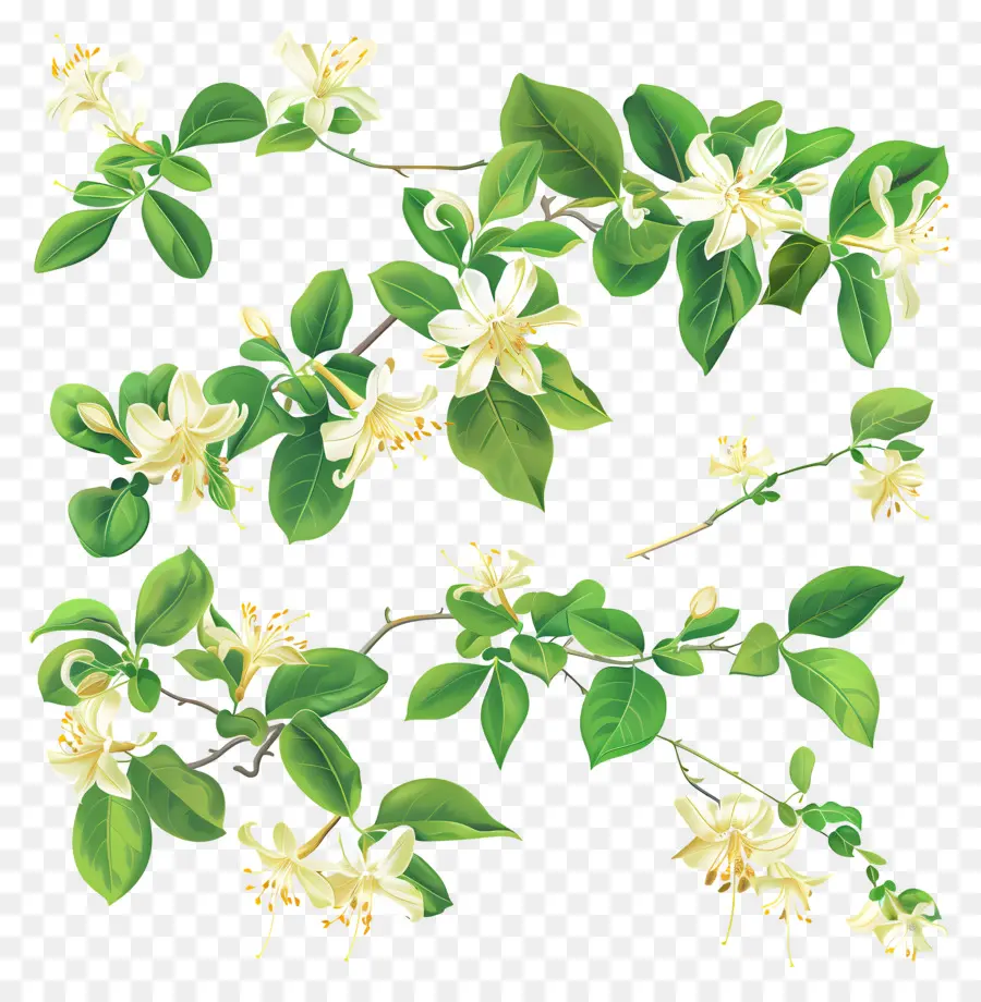 Vinha De Madressilva，Flores Brancas PNG