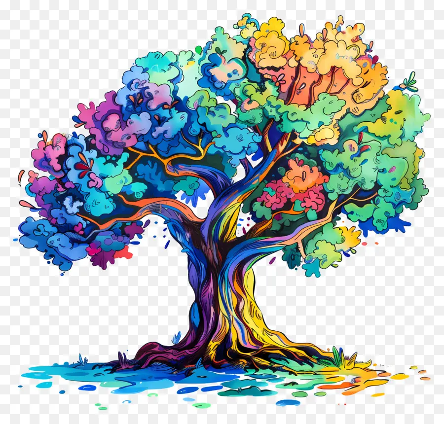 árvore，Colorido árvore PNG