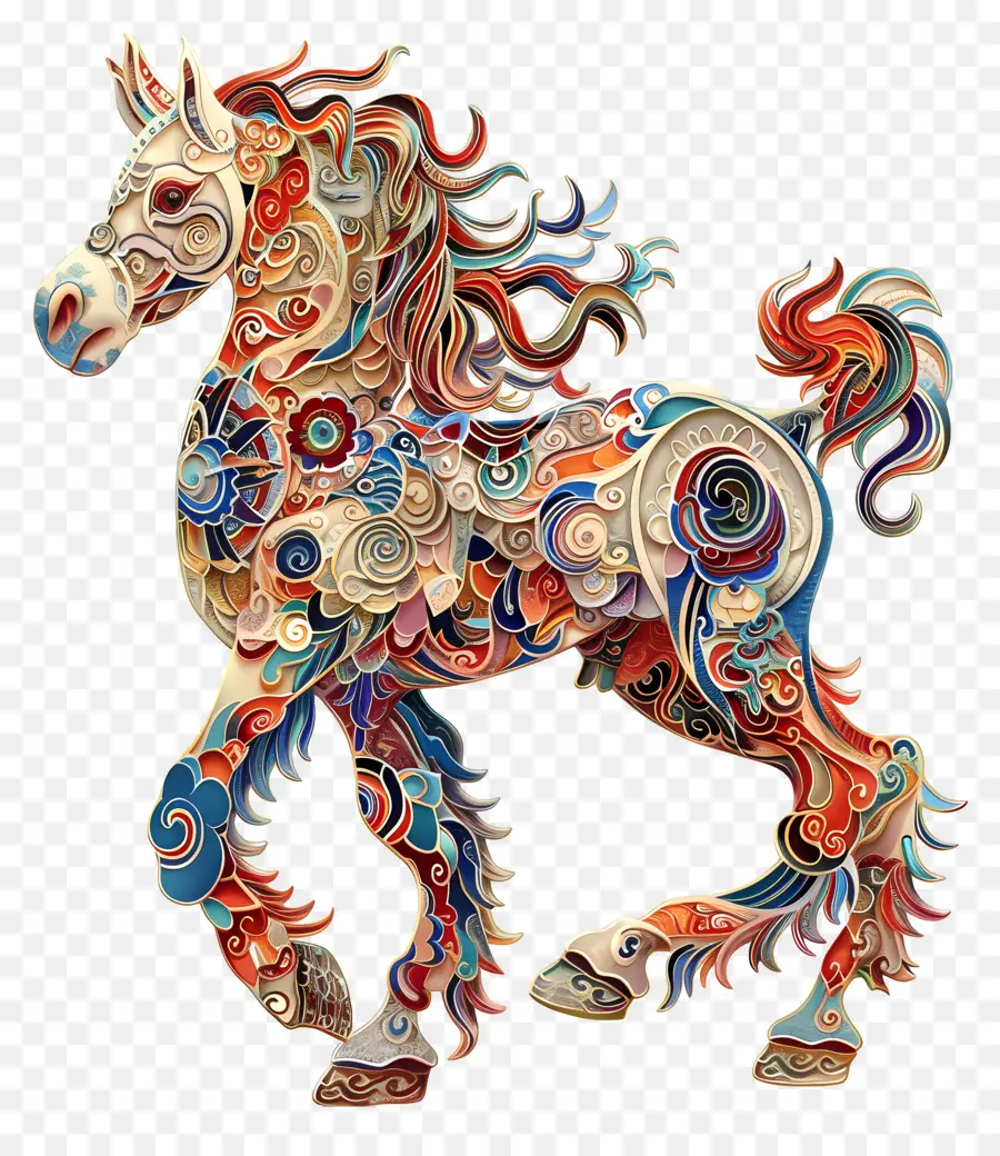 Zodíacos Chineses，Cavalo Decorativo PNG