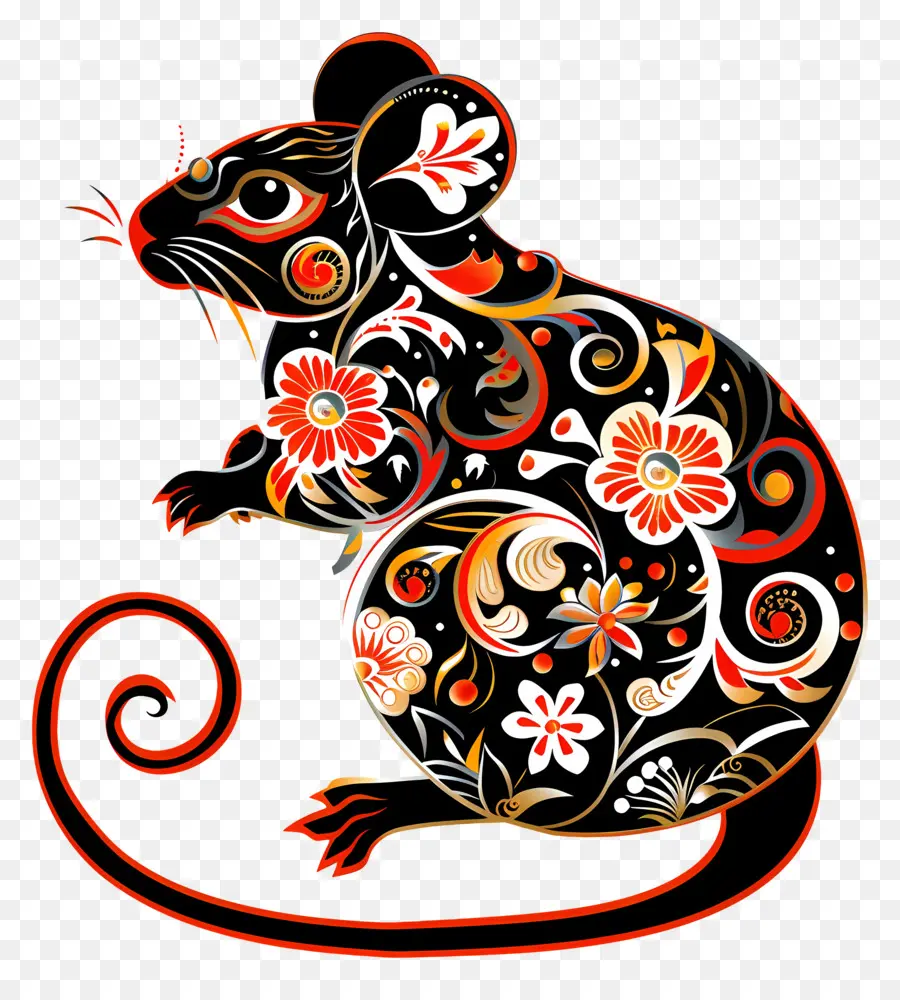 Zodíacos Chineses，Mouse Floral PNG