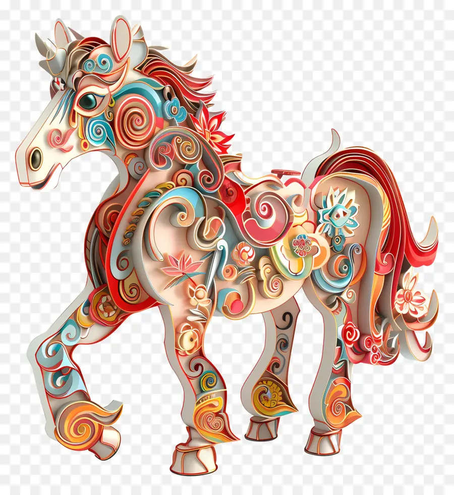 Zodíacos Chineses，Cavalo Decorativo PNG