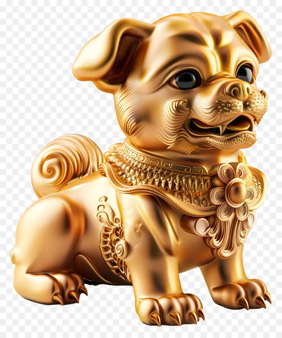 Zodíacos Chineses，Estátua De Pug Golden PNG