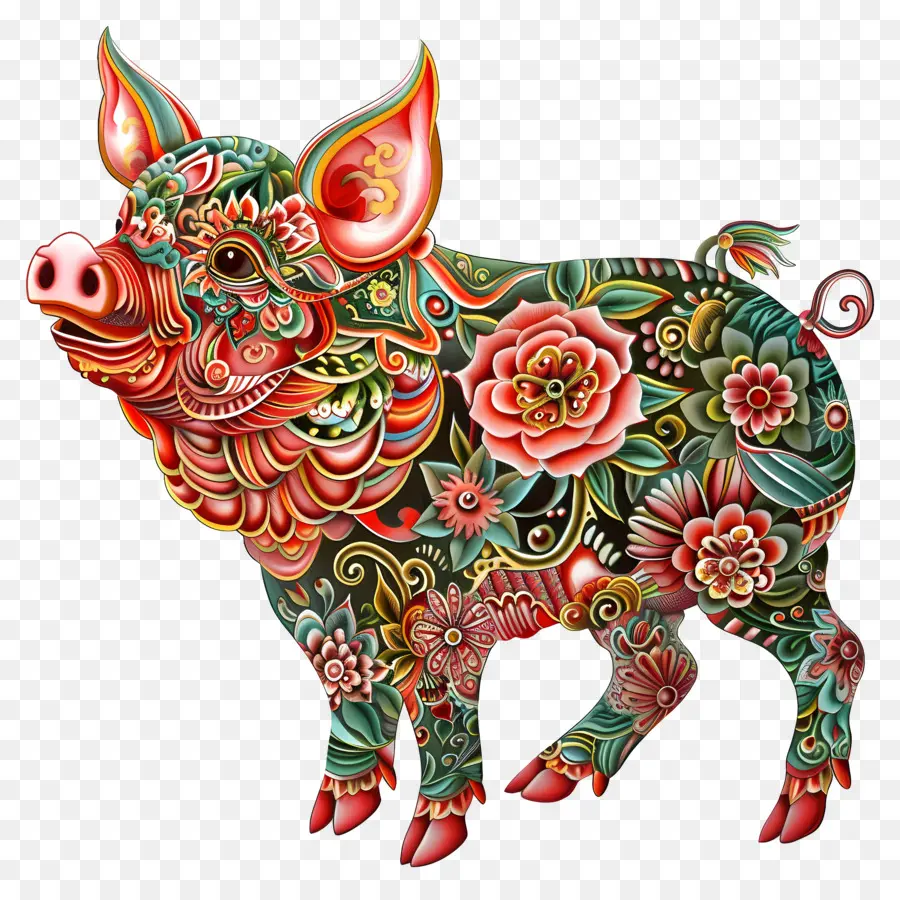 Zodíacos Chineses，Porco Decorativo PNG