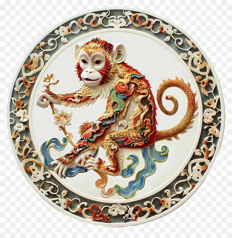 Zodíacos Chineses，Macaco Decorativo PNG