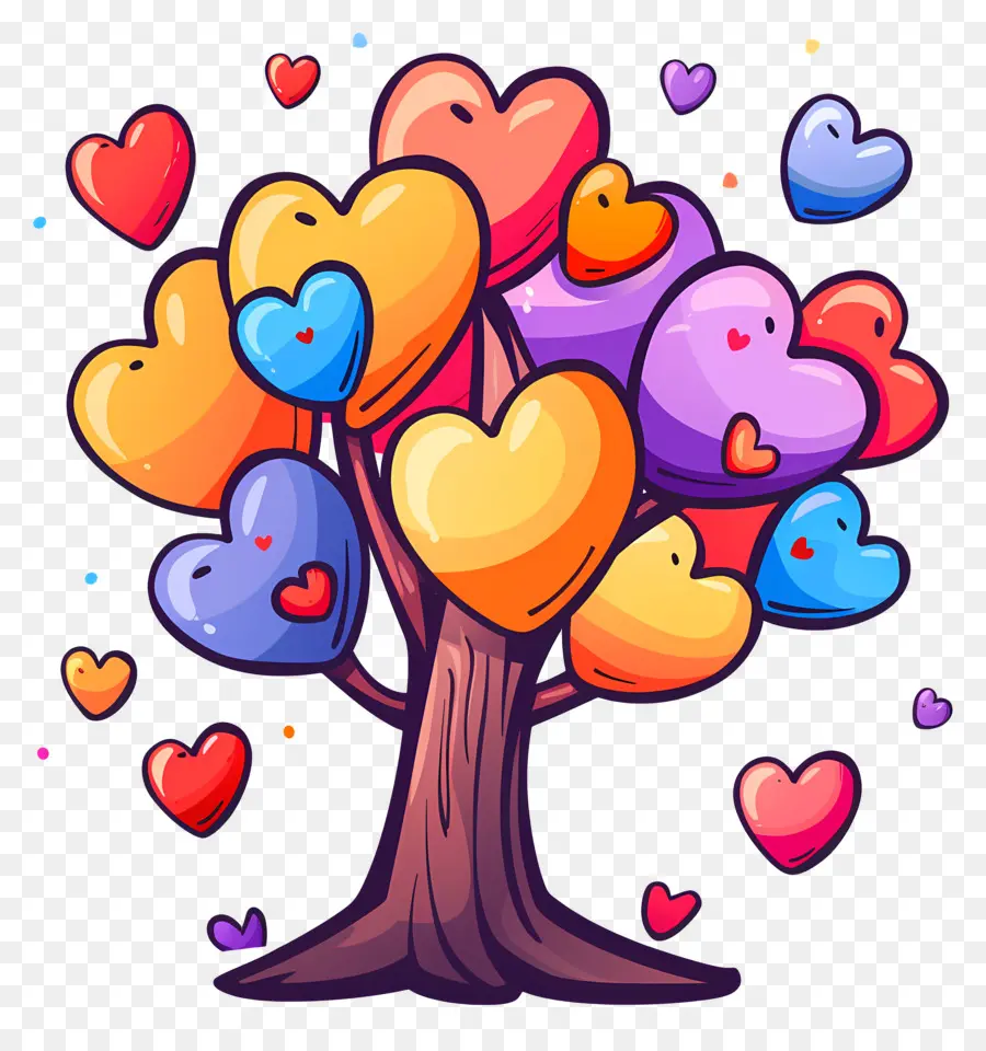 Corações Da árvore，Cartoon árvore PNG