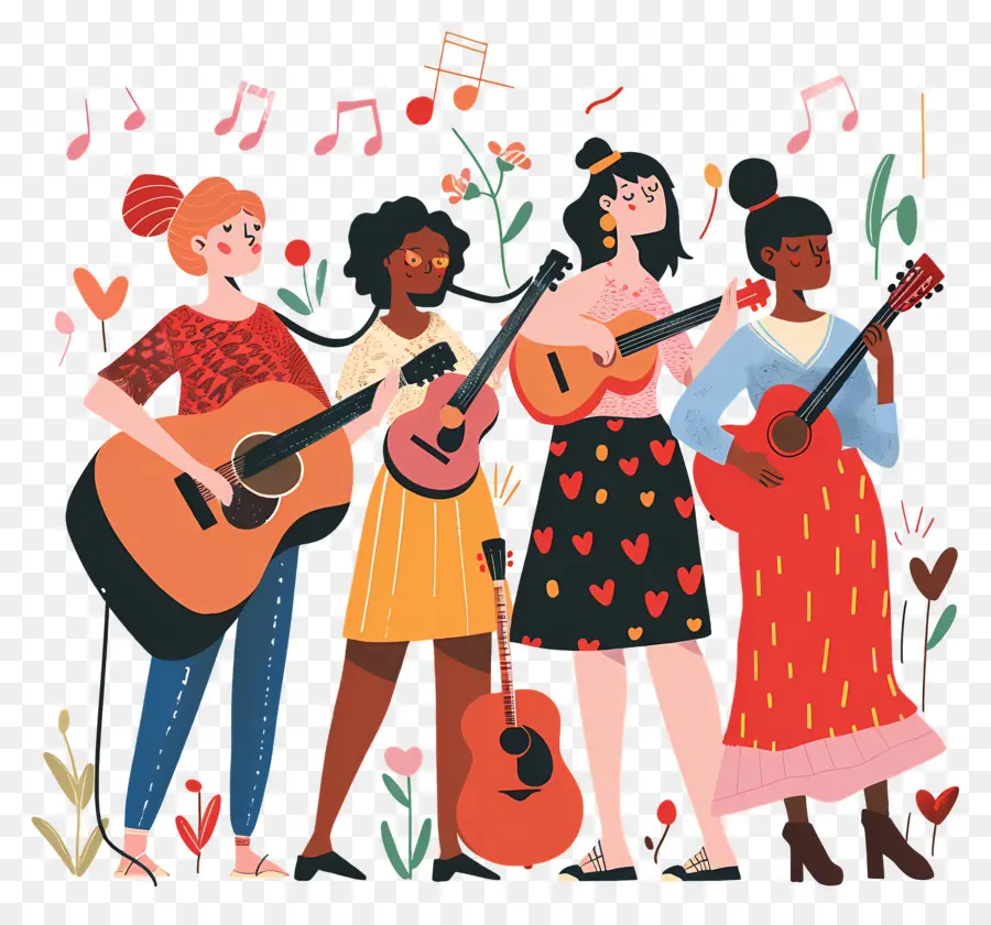 Músicos，Mulheres Com Guitarras PNG