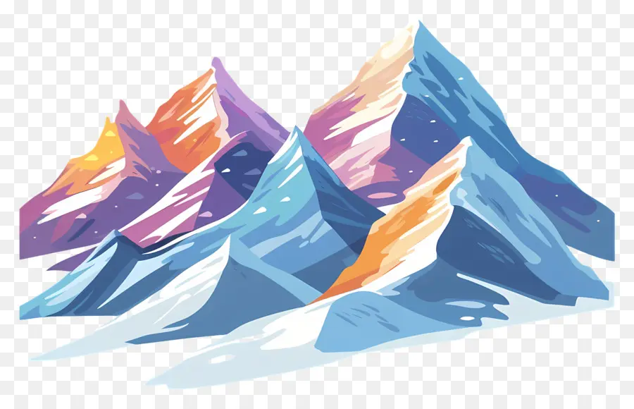 Picos Presos Na Neve，Montanhas Cobertas De Neve PNG