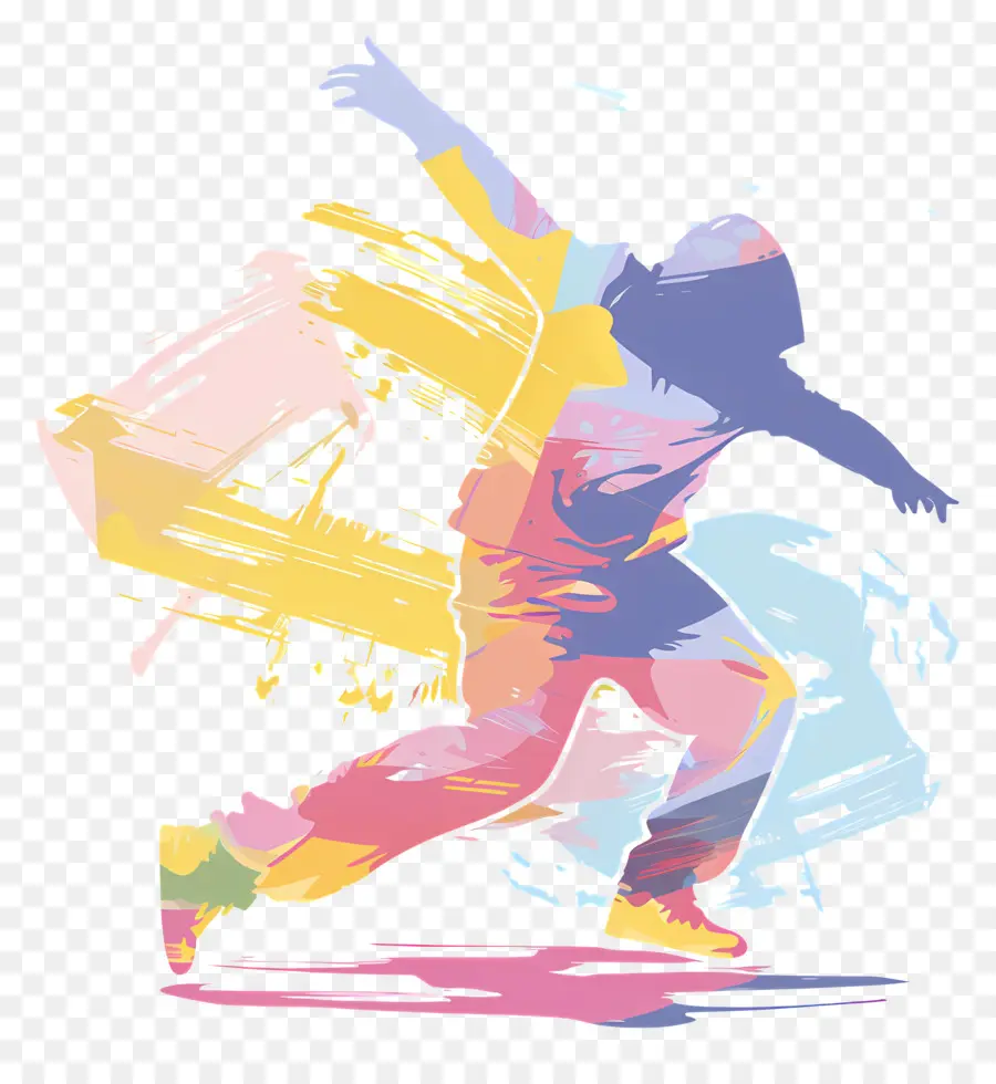 Silhueta De Breakdance，Dançarina Colorida PNG