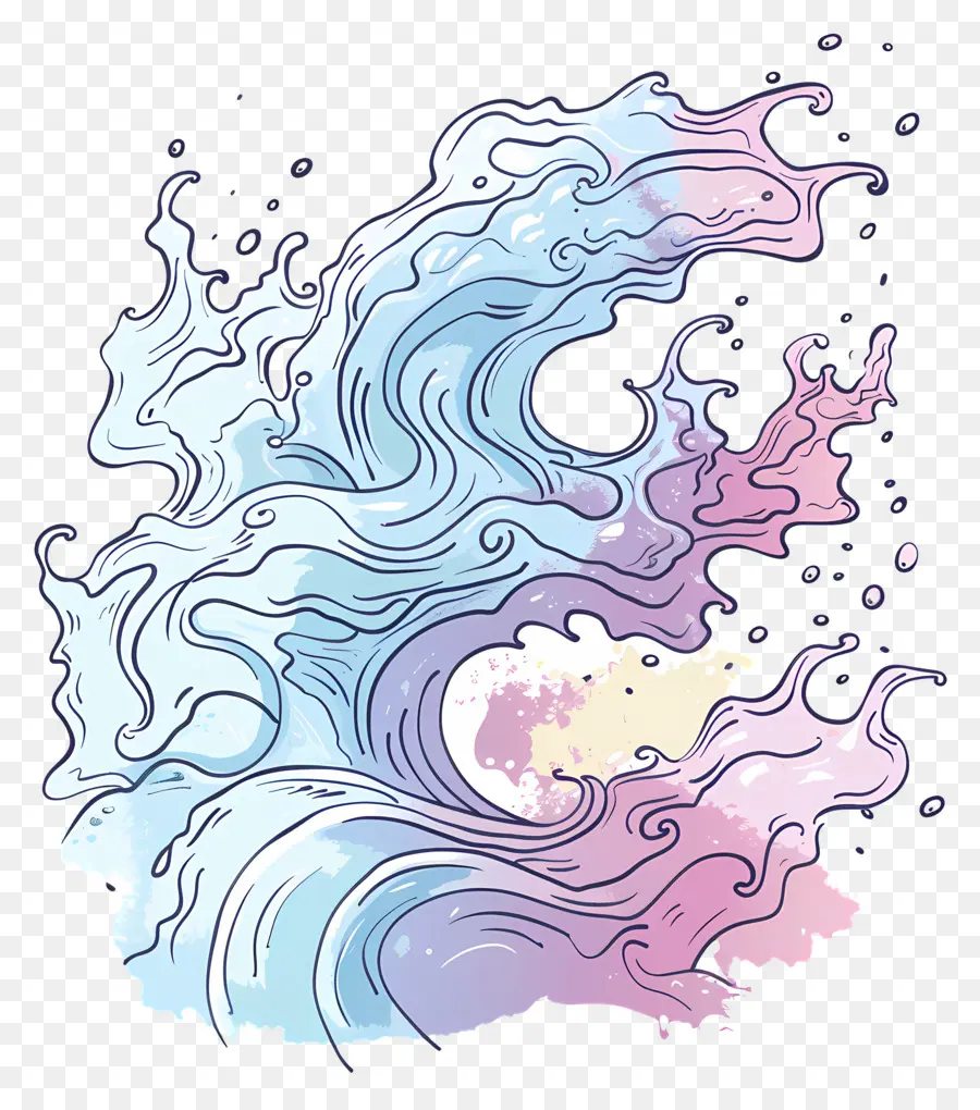 Ondas Do Oceano，Ondas Coloridas PNG