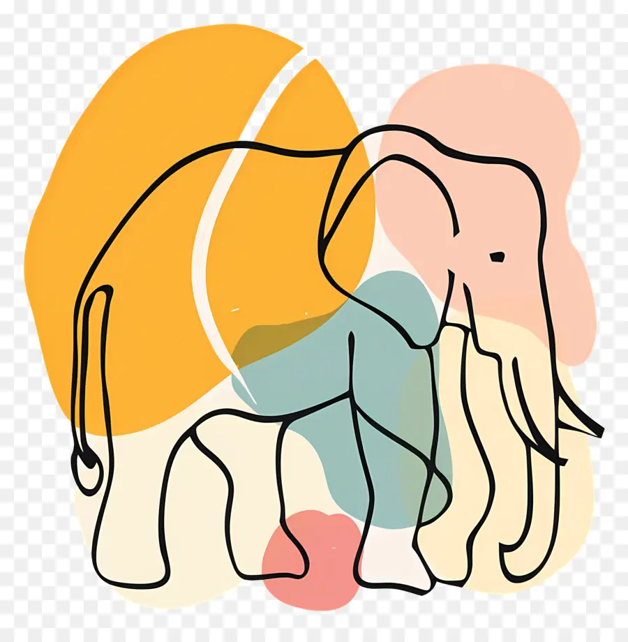 Elefante，Arte Linear PNG