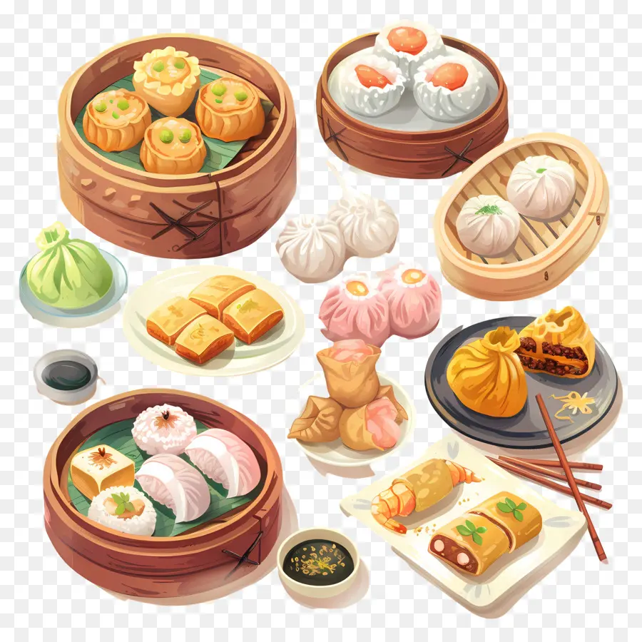 Dim Sum，Cozido No Vapor PNG