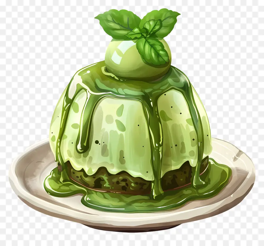 Bolo Matcha Lava，Sobremesa Verde PNG