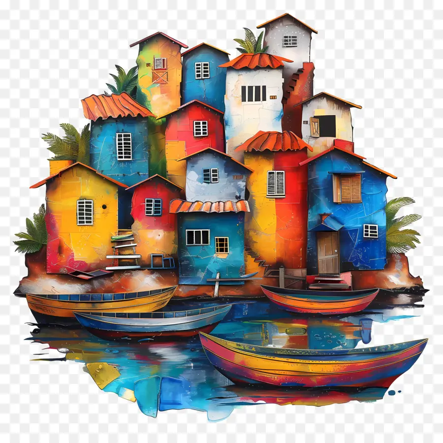 Vila De Pescadores，Casas Coloridas PNG