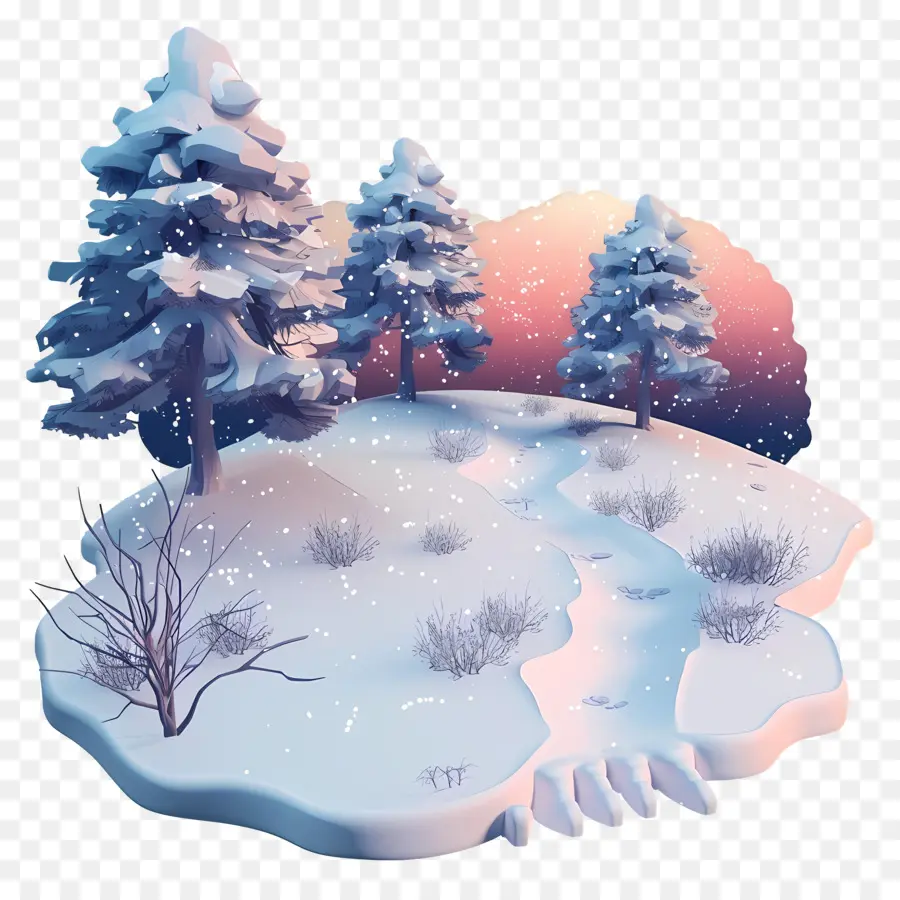 Noite De Inverno，Floresta Nevada PNG