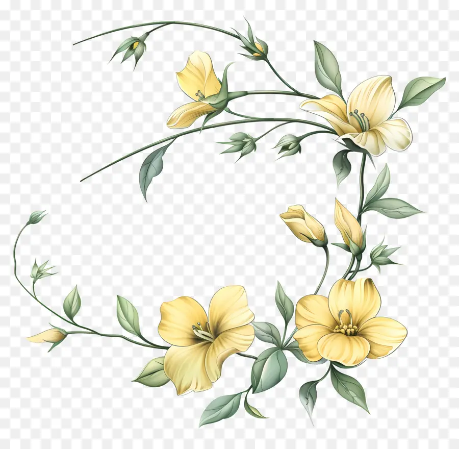 Flores Amarelas，Flor, Coroa De Flores PNG