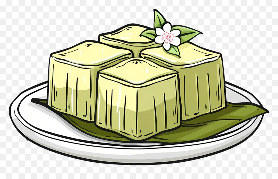 Kuih Raya，Pudim Verde E Amarelo PNG