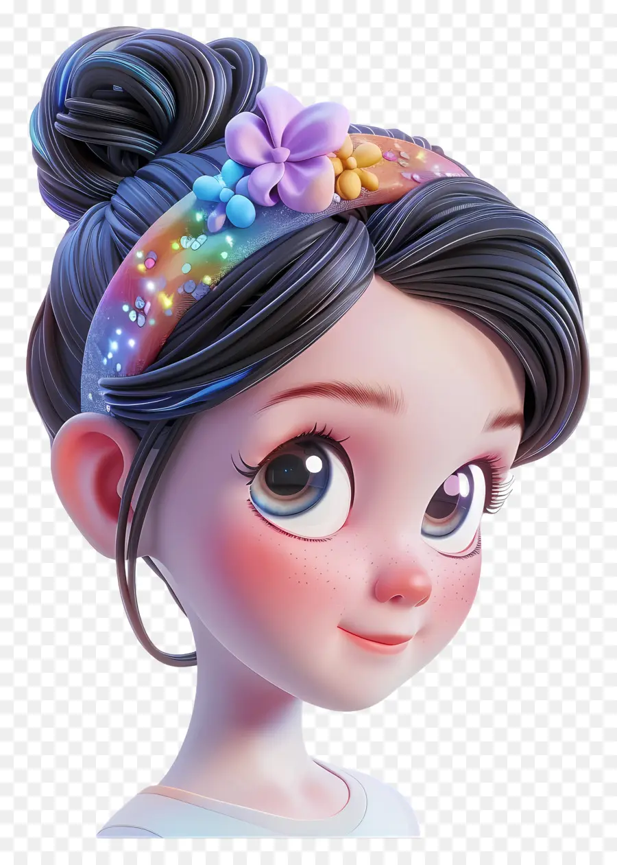 Faixa De Cabelo，Menina Dos Desenhos Animados Com Coroa De Flores PNG