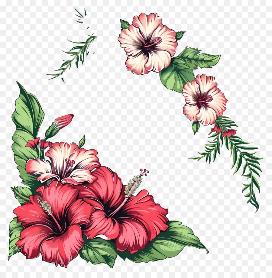 Desenho Floral，Flores De Hibisco PNG