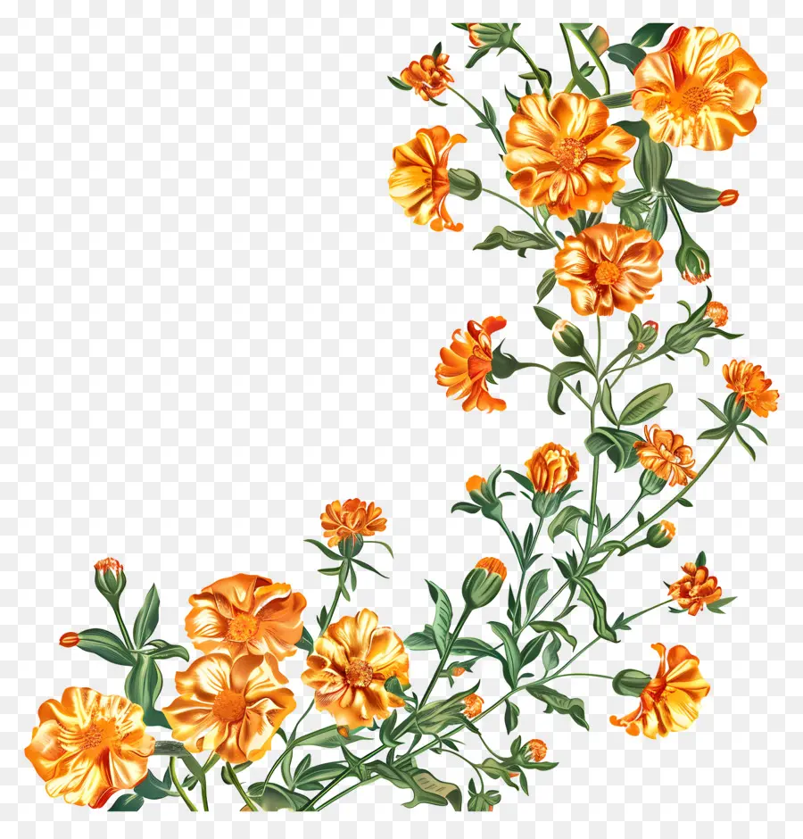 Flores Laranja E Amarelas，Flores PNG