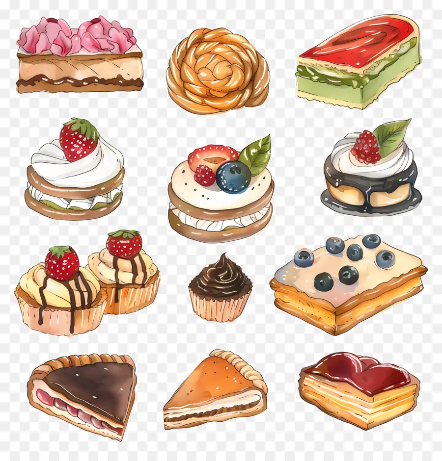 Pastelaria，Sobremesas Variadas PNG