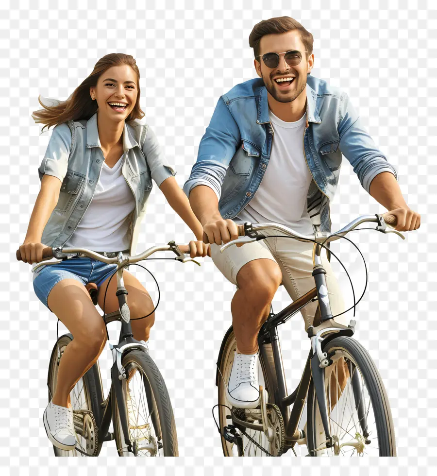 Casal Andando，Bicicletas PNG