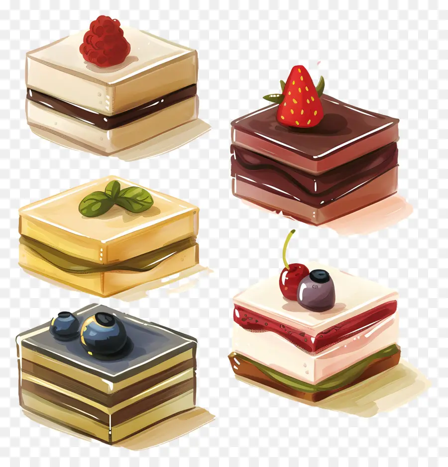 Petit Fours，Bolos Variados PNG