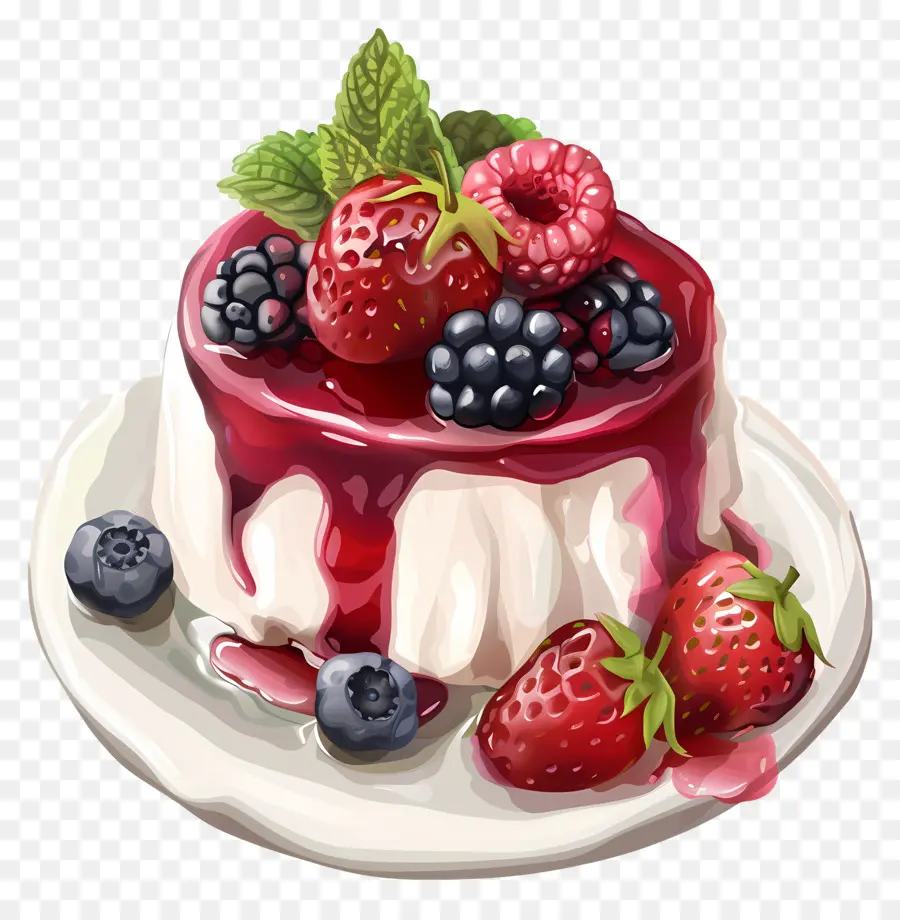 Panna Cotta，Sobremesa De Frutas Vermelhas PNG