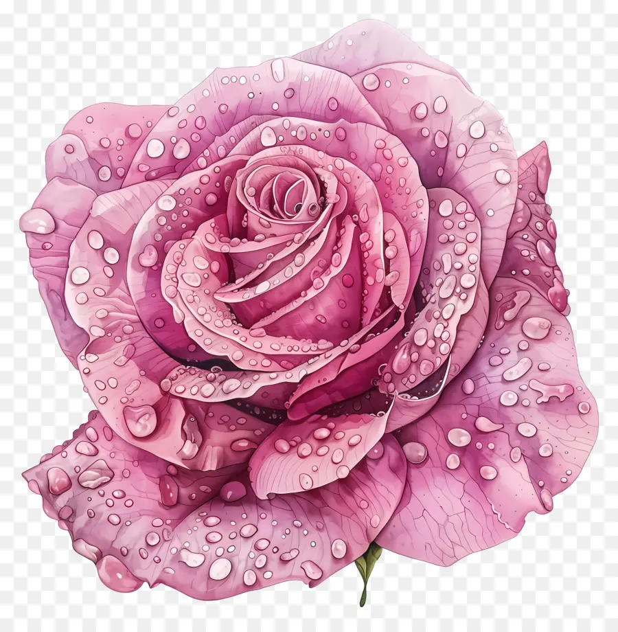 Rosa Cor De Rosa，As Gotas De água PNG