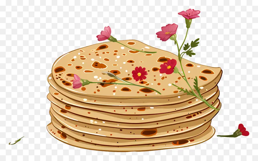 Chapati，Pães Achatados Com Flores PNG