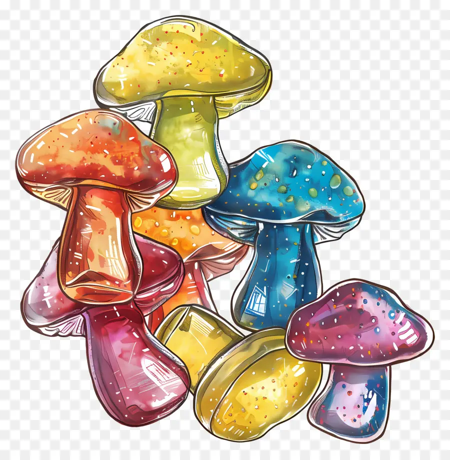 Gomas De Cogumelo，Cogumelos Coloridos PNG