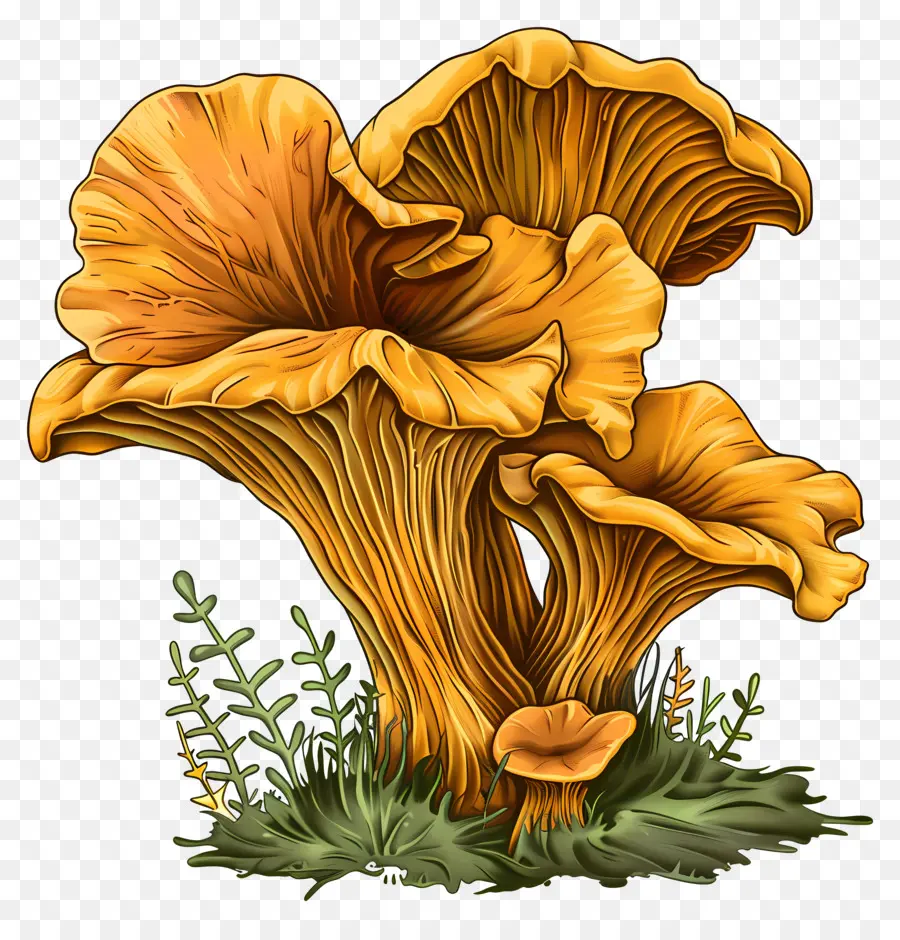 Cogumelo Chanterelle，Cogumelos Amarelos PNG