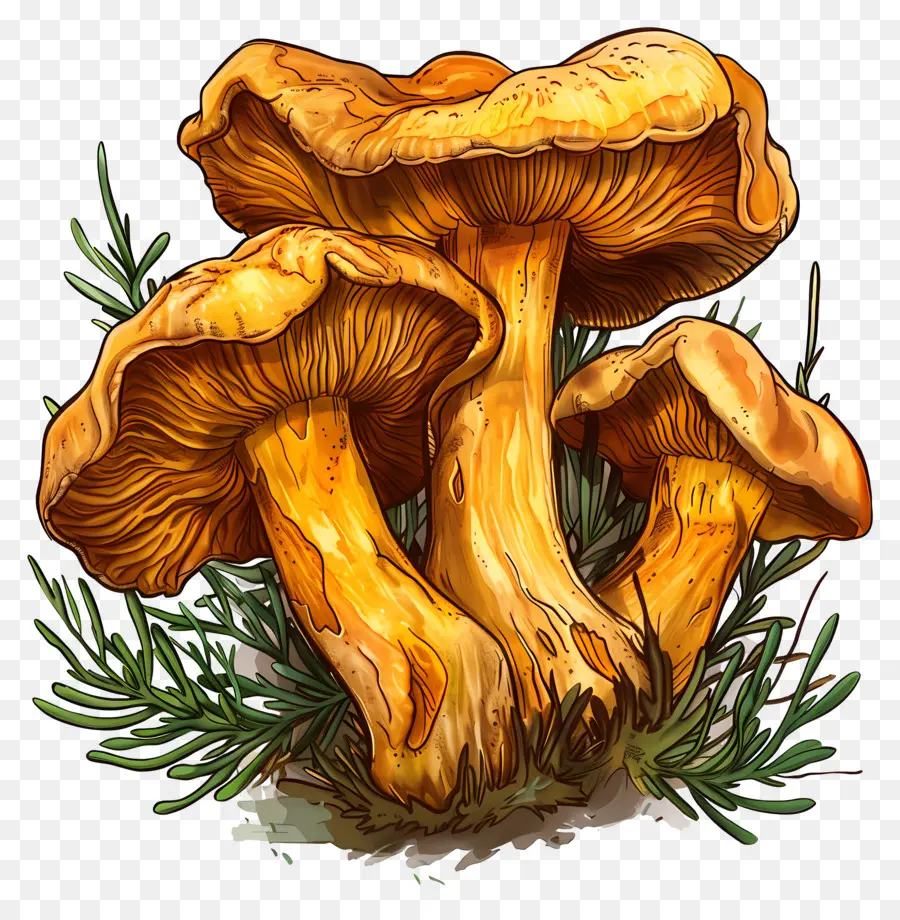 Cogumelo Chanterelle，Cogumelos Amarelos PNG