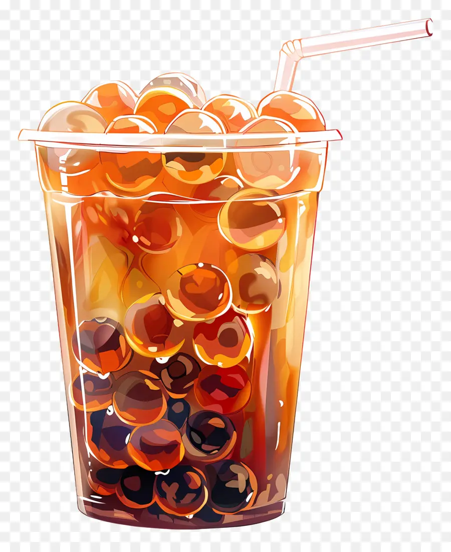 Chá Da Bolha，Pérolas Vermelhas De Tapioca PNG