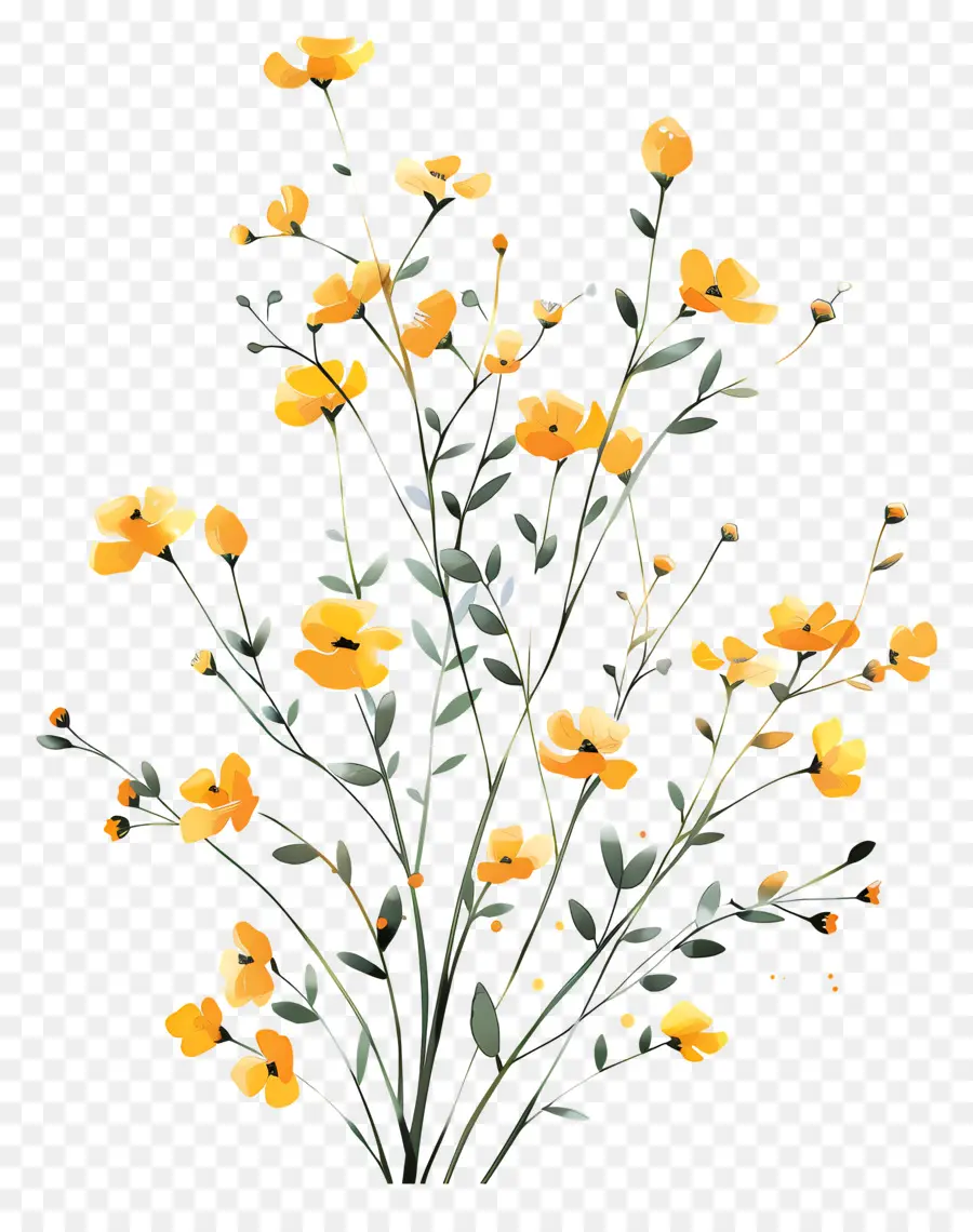 Flores Amarelas，Pintura Em Aquarela PNG