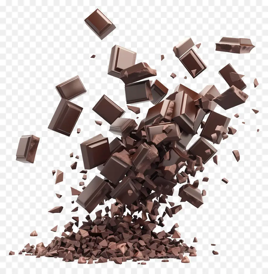 Chocolate Caindo，Pedaços De Chocolate PNG