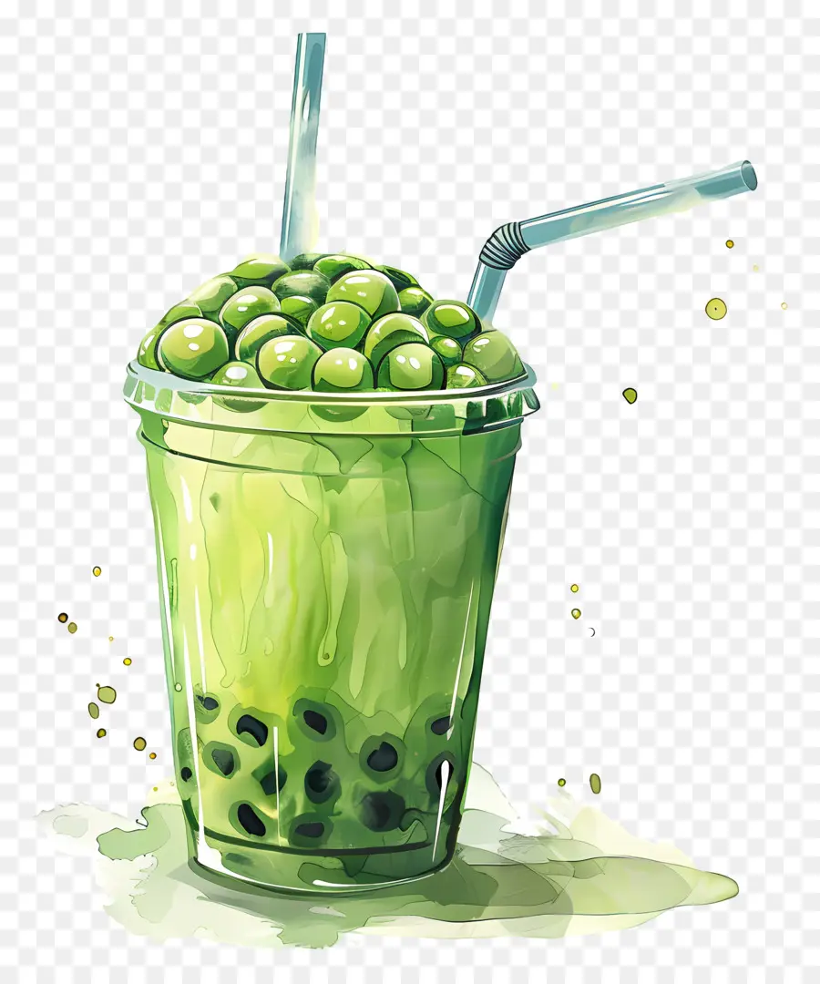 Chá De Bolha Matcha，Smoothie Verde PNG